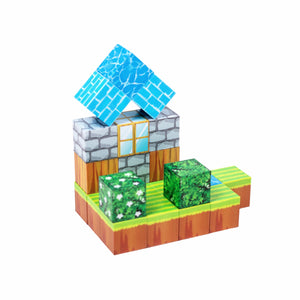 Magnetic Building Blocks - Portal to the Nether (128pcs) + 4 Random Figures