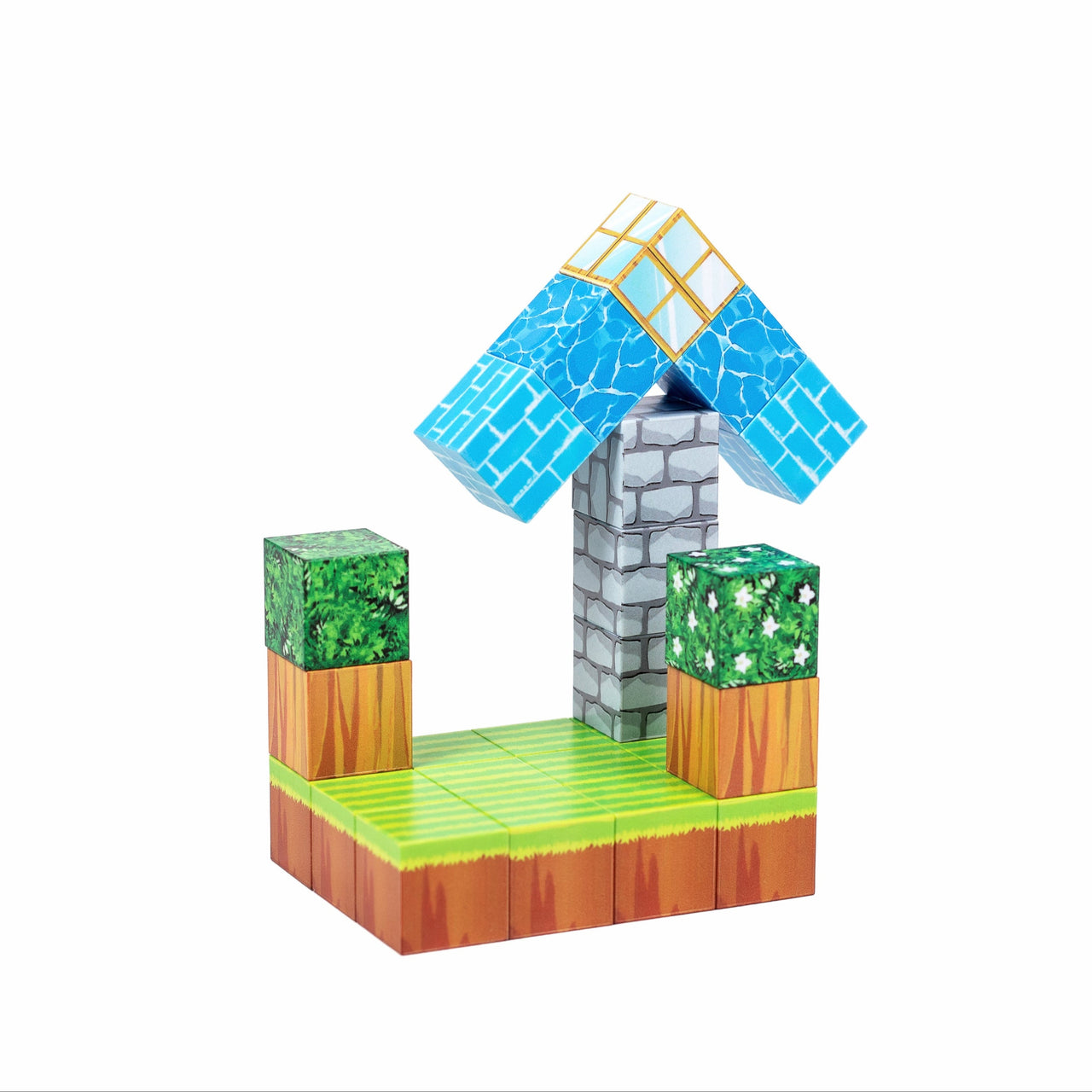 Magnetic Building Blocks - Portal to the Nether (128pcs) + 4 Random Figures