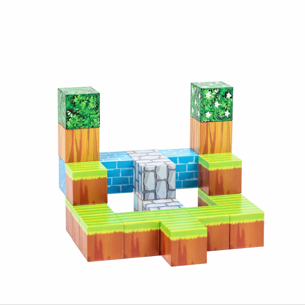 Magnetic Building Blocks - Portal to the Nether (128pcs) + 4 Random Figures