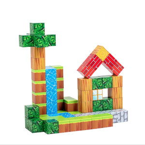 Magnetic Building Blocks - Portal to the Nether (128pcs) + 4 Random Figures