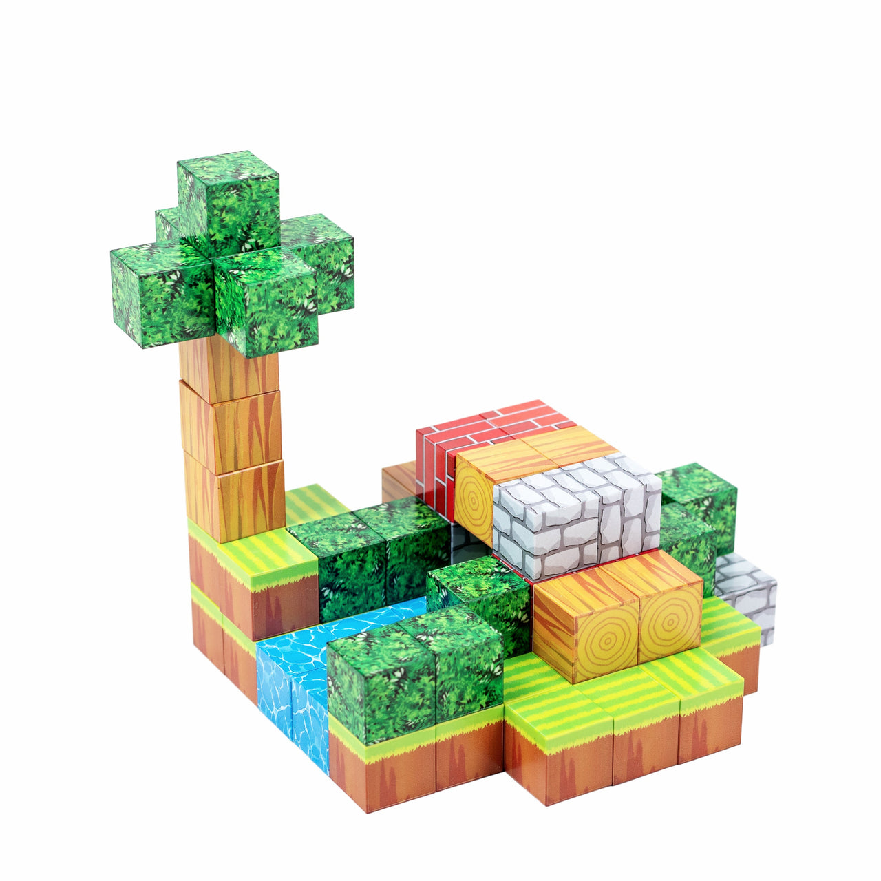 Magnetic Building Blocks - Portal to the Nether (128pcs) + 4 Random Figures