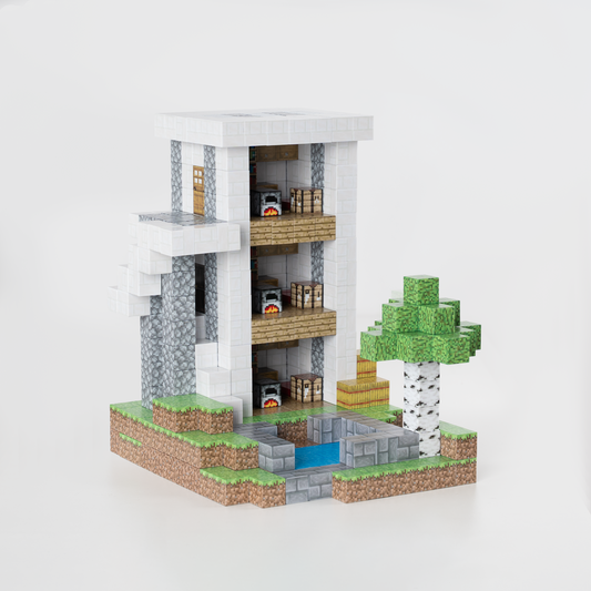 Magnetic Building Blocks - Wooden house (80pcs) +3 Random Figures