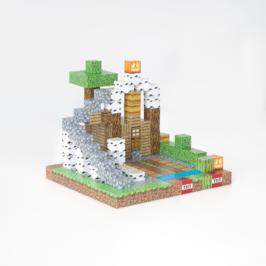 Magnetic Building Blocks - Wooden house (80pcs) +3 Random Figures