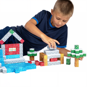 Magnetic Building Blocks - Portal to the Nether (128pcs) + 4 Random Figures