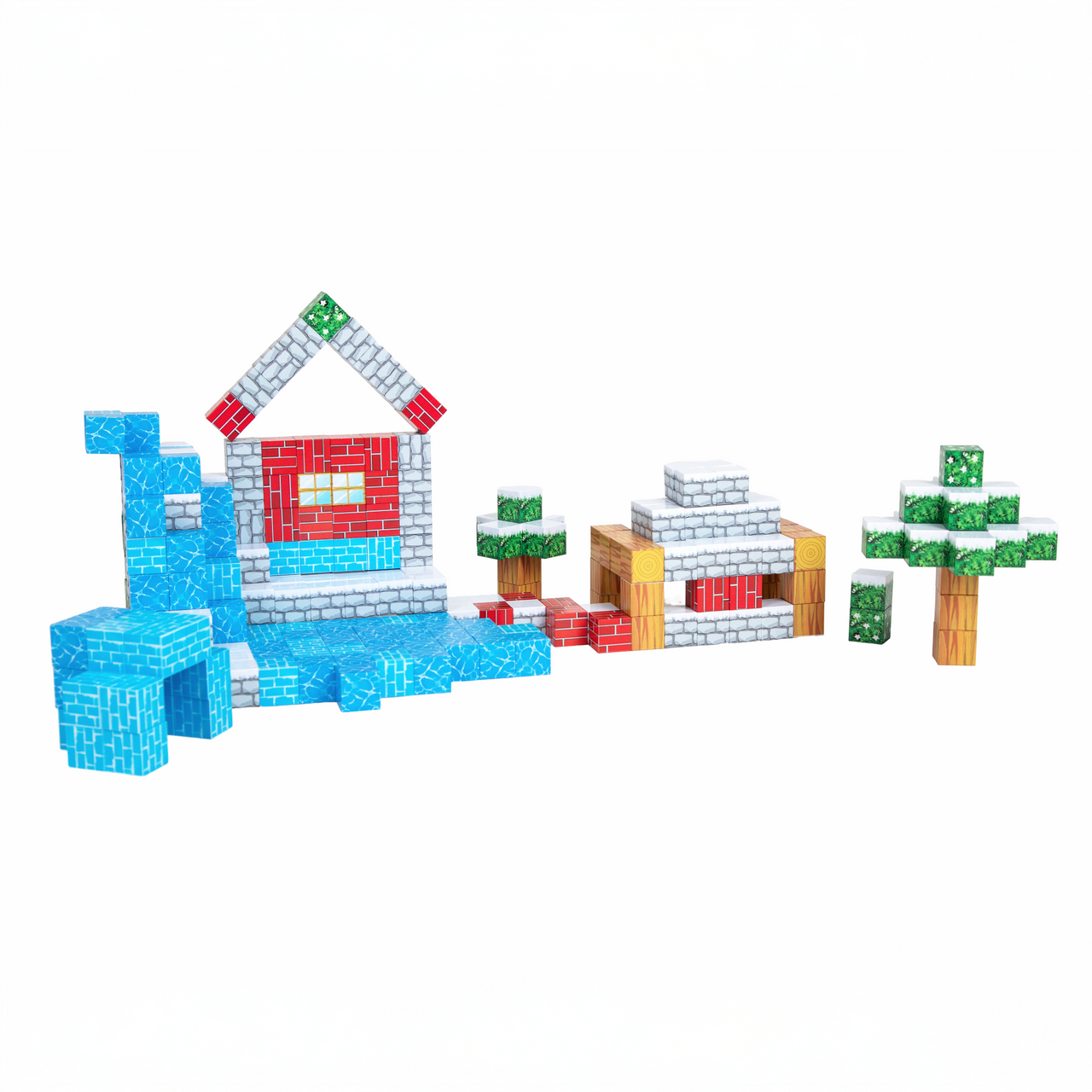 Magnetic Building Blocks - Portal to the Nether (128pcs) + 4 Random Figures